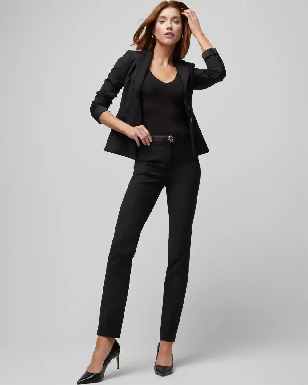 WHBM Elle Slim Trouser Comfort Stretch Pants black sz 12 new $99 WP104